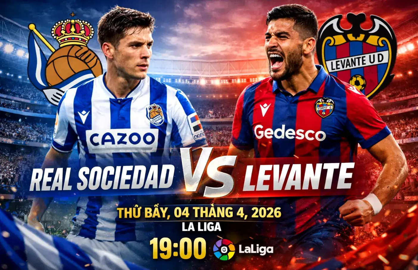 Soi kèo Real Sociedad vs Levante ngày 04/04/2026: Phân tích toàn diện trước giờ bóng lăn