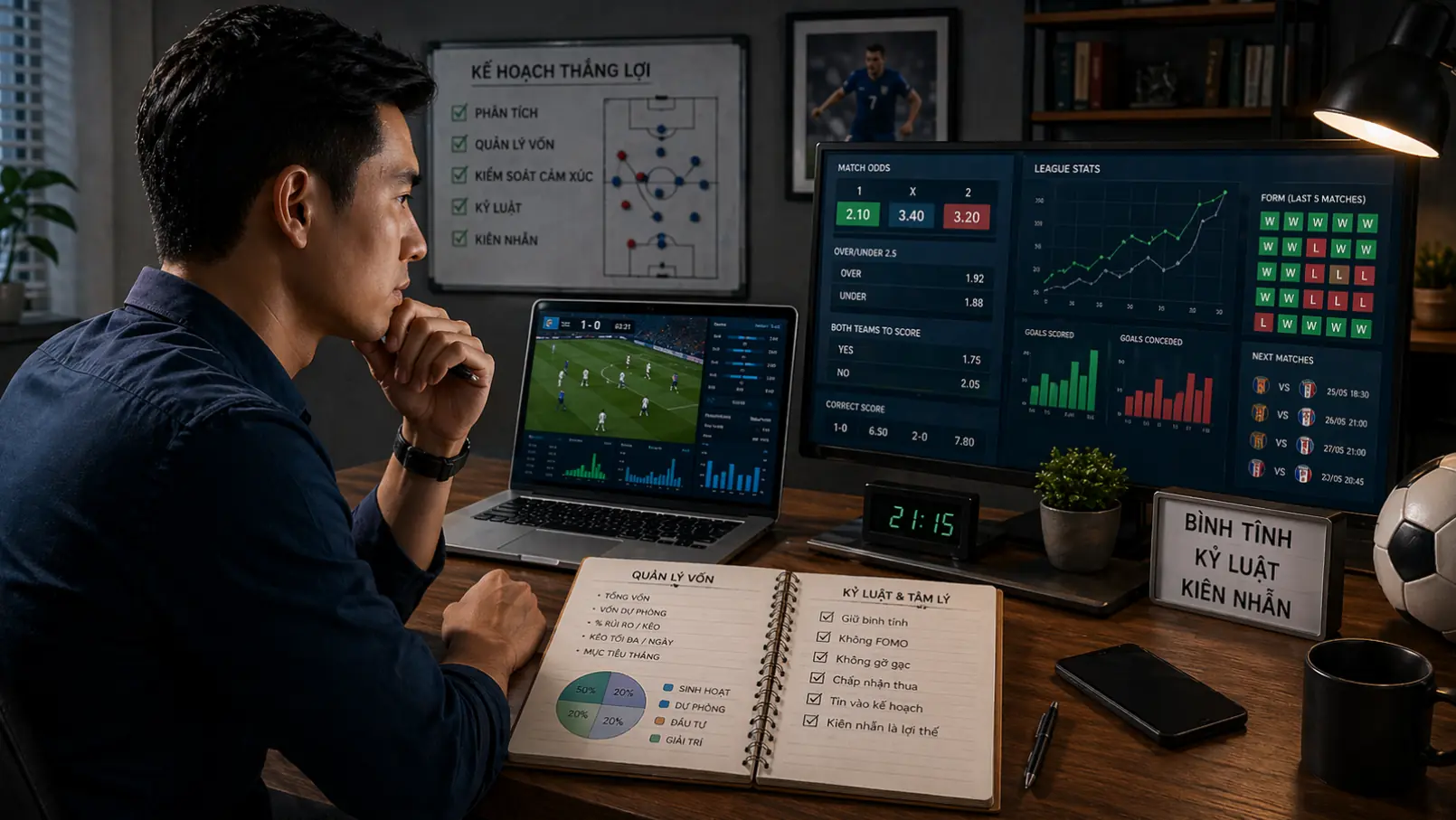 Người xem trận đấu ghi chép dữ liệu cá cược trong trạng thái bình tĩnh và tập trung